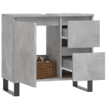 Armadietto da Bagno Grigio Cemento 65x33x60cm Legno Multistrato