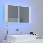 Armadietto a Specchio con Luci LED Bianco 80x12x45 in Acrilico