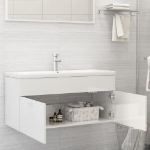 Mobile Bagno con Lavabo Integrato Bianco Lucido in Truciolato