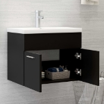 Mobile Bagno con Lavabo Integrato Nero in Truciolato