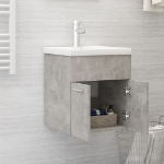 Mobile Bagno con Lavabo Integrato Grigio Cemento in Truciolato