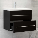 Mobile Bagno con Lavabo Integrato Nero in Truciolato