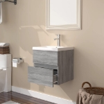 Mobile Bagno e Lavabo Integrato Grigio Sonoma Legno Multistrato