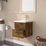 Mobile Bagno con Lavabo Integrato Rovere Fumo Legno Multistrato