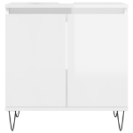 Armadietto Bagno Bianco Lucido 58x33x60cm in Legno Multistrato