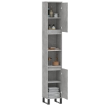 Armadietto Bagno Grigio Cemento 30x30x190 cm Legno Multistrato