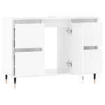 Armadietto Bagno Bianco Lucido 80x33x60cm in Legno Multistrato