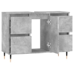 Armadietto da Bagno Grigio Cemento 80x33x60cm Legno Multistrato