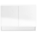 Armadietto Bagno con Specchio 80x15x60 cm in MDF Bianco Lucido