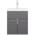 Mobile Bagno con Lavabo Integrato Grigio Lucido in Truciolato