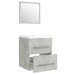 Mobile Bagno Lavabo Integrato Grigio Cemento Legno Multistrato