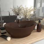 Lavabo con Troppopieno Ovale Marrone Opaco 58,5x39cm Ceramica