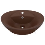 Lavabo con Troppopieno Ovale Marrone Opaco 58,5x39cm Ceramica