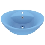 Lavabo con Troppopieno Ovale Azzurro Opaco 58,5x39 cm Ceramica