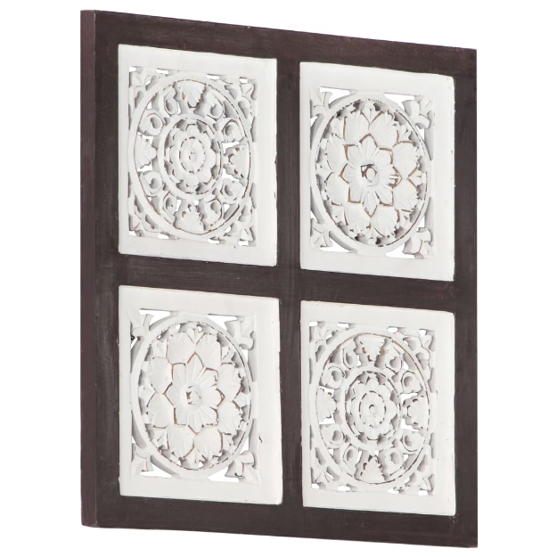 Pannello Murale Intagliato MDF 40x40x1,5 cm Marrone e Bianco