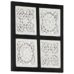 Pannello Murale Intagliato MDF 40x40x1,5 cm Nero e Bianco