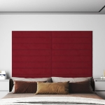 Pannelli Murali 12 pz Rosso Vino 90x15 cm Velluto 1,62 m²