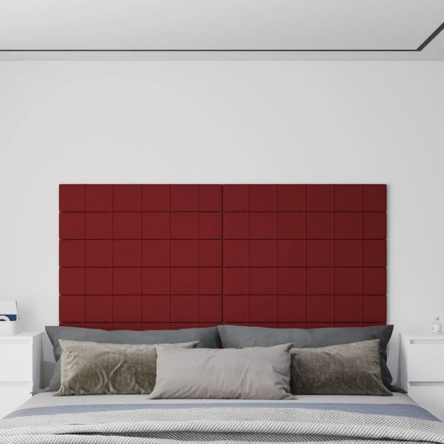 Pannelli Murali 12 pz Rosso Vino 90x15 cm Tessuto 1,62 m²