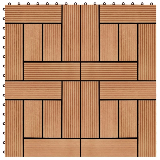 Piastrelle per Decking in WPC 11 pz 30x30cm 1mq Colore Teak