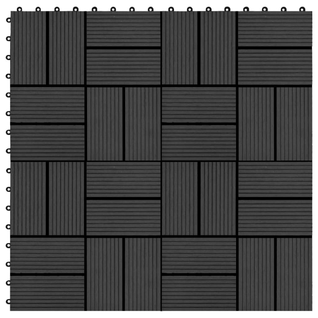 Piastrelle per Decking in WPC 11 pz 30x30cm 1 mq Nero