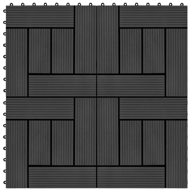 Piastrelle per Decking in WPC 11 pz 30x30cm 1 mq Nero