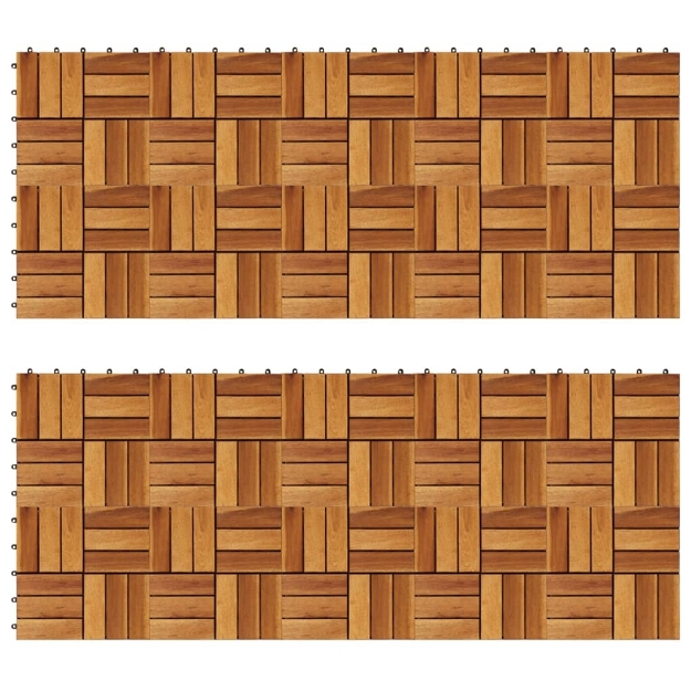 Set 20 Piastrelle in legno di acacia per pavimento 30 x 30 cm