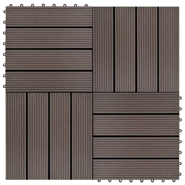 Piastrelle per Decking 22 pz 30x30cm 2mq in WPC Marrone Scuro