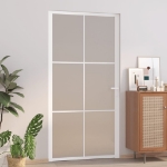 Porta Interna 102,5x201,5 cm Bianco Opaco in Vetro e Alluminio