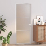 Porta Interna 83x201,5 cm Bianco Opaco Vetro e Alluminio