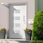 Porta d'Ingresso in Alluminio e PVC Bianco 100x210 cm