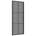 Porta Interna 83x201,5 cm Nera in Vetro ESG e Alluminio