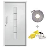 Porta d'Ingresso in Alluminio e PVC Bianco 110x210 cm