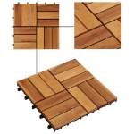 Set 10 Piastrelle in legno di acacia per pavimento 30 x 30 cm