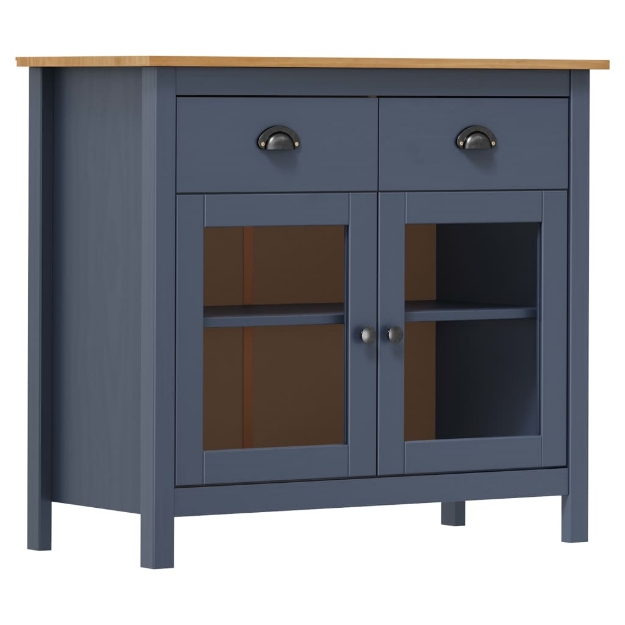 Credenza Hill Grigia 91x40x80 cm in Legno Massello di Pino