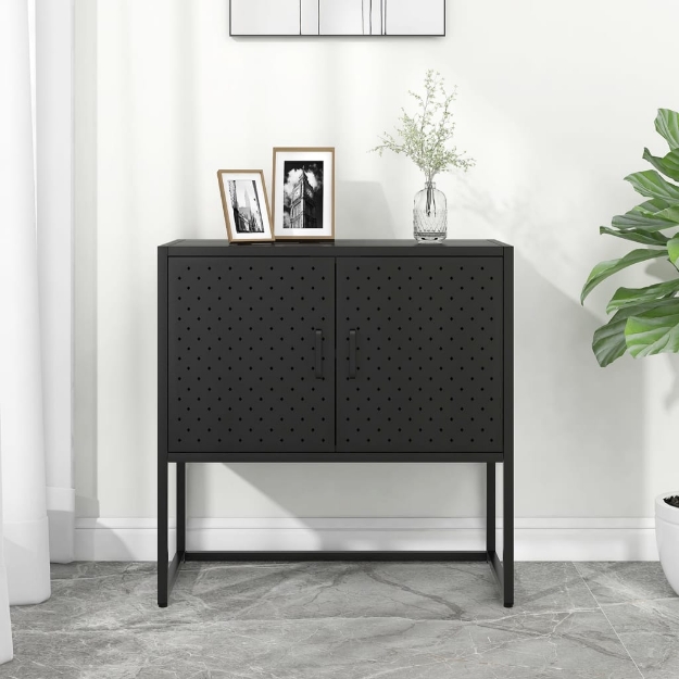 Credenza Nera 75x35x75 cm in Acciaio