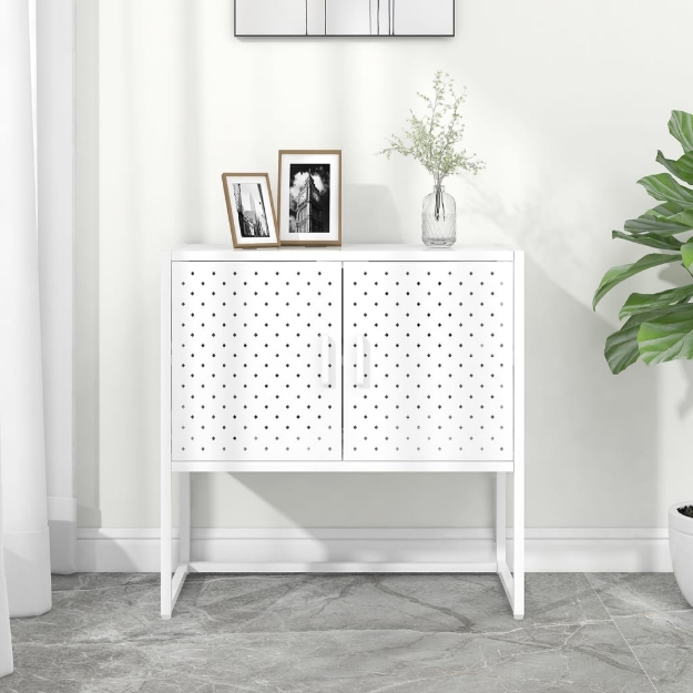 Credenza Bianca 75x35x75 cm in Acciaio