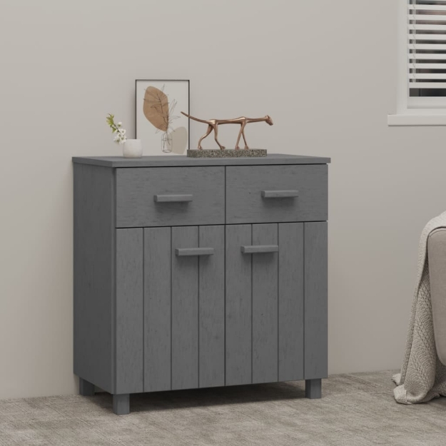 Credenza HAMAR Grigio Scuro 79x40x80 cm Legno Massello di Pino