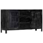 Credenza Nera 147x40x80 cm Legno Massello di Mango