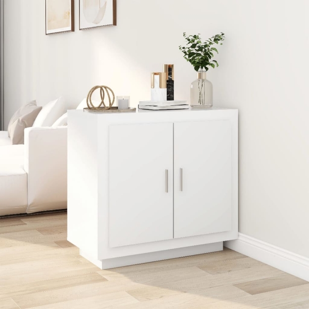 Credenza Bianco Lucido 80x40x75 cm in Legno Compensato