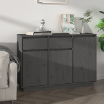 Credenza Grigia 110x34x75 cm in Legno Massello di Pino