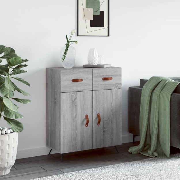 Credenza Grigio Sonoma 69,5x34x90 cm in Legno Multistrato