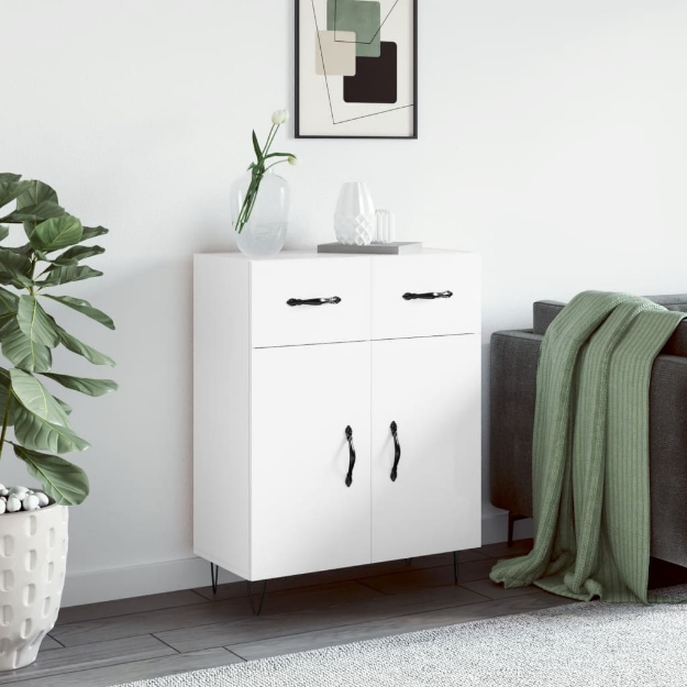 Credenza 69,5x34x90 cm in Legno Multistrato Bianco Lucido