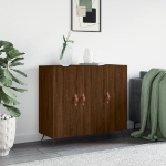 Credenza Rovere Marrone 90x34x80 cm in Legno Multistrato