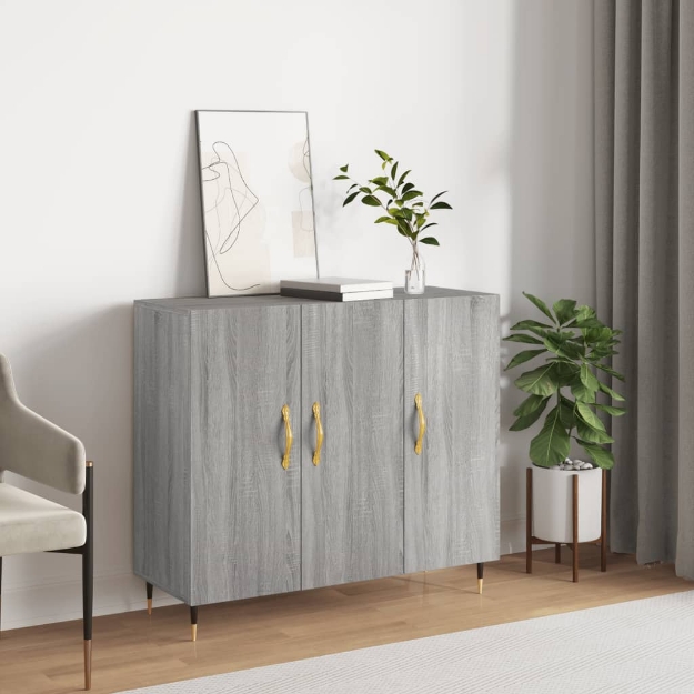 Credenza Grigio Sonoma 90x34x80 cm in Legno Multistrato