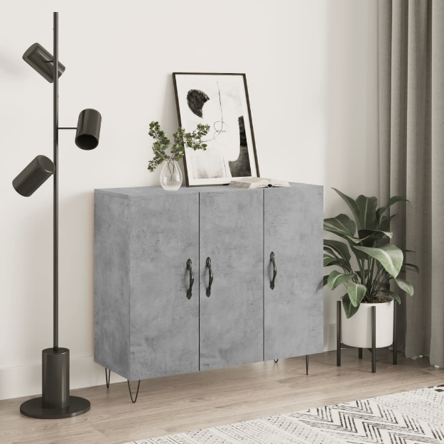 Credenza Grigio Cemento 90x34x80 cm in Legno Multistrato