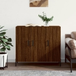 Credenza Rovere Marrone 90x34x80 cm in Legno Multistrato