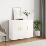 Credenza Bianco Lucido 90x34x80 cm in Legno Multistrato