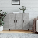 Credenza Grigio Cemento 90x34x80 cm in Legno Multistrato