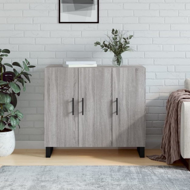 Credenza Grigio Sonoma 90x34x80 cm in Legno Multistrato