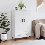 Credenza Bianco Lucido 69,5x31x115 cm in Legno Multistrato